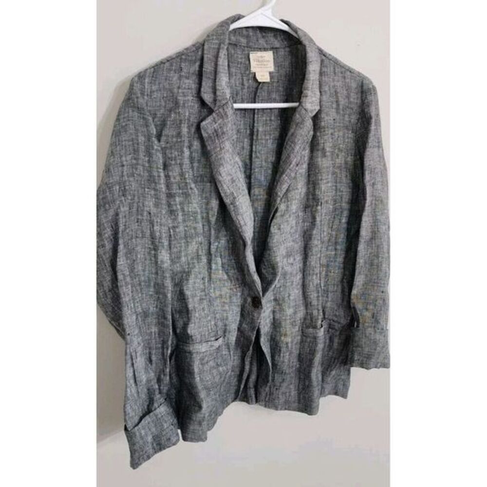 Vikolino Women's Gray Chambray 100% European Linen Blazer Size‎ S/M